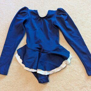 Child sz 4 satin ruffle long sleeve Dance figure ice skating gymnastics costume